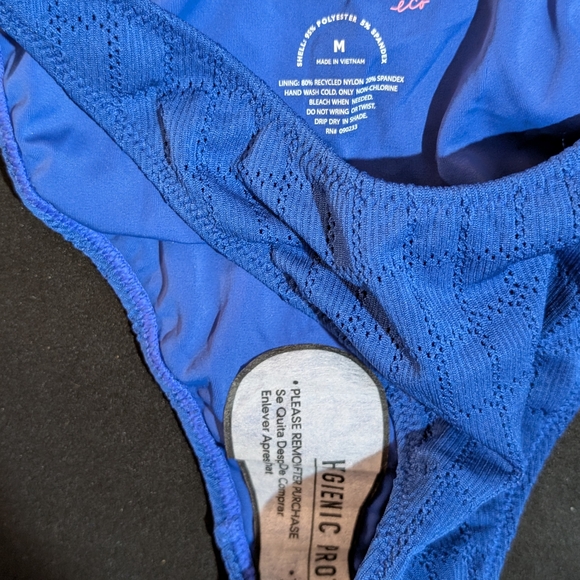 PacSun Blue Geometric Bikini Bottom Women's Size M Lined Elastic Waist - Picture 3 of 4